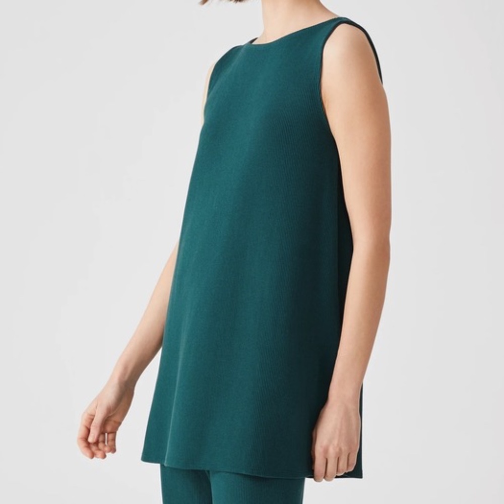 648D Eileen Fisher Ballet Neck Ribbed Tunic.